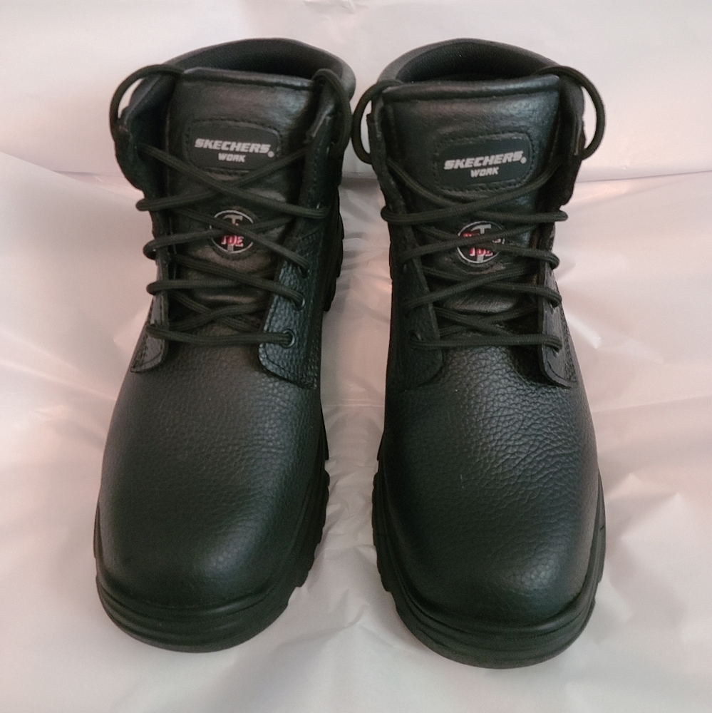 Skechers Men's Tarlac Industrial Steel Toe Boot Black on Black Size 11
